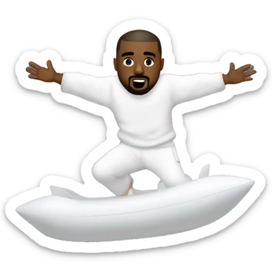 kanye west floating in the air wearing all white ￼ sticker