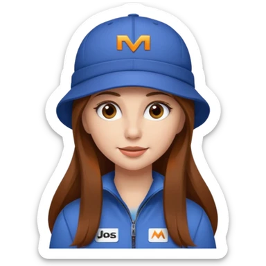 dziewczyna w długich brązowych włosach z czapką mclarena f1 sticker