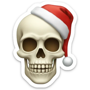 skeleton head with christmas head sticker