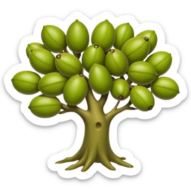 Una rama alargada de olivo con varias aceitunas verdes sticker