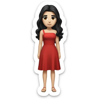 Dua Lipa full body with dark hair and a red dress while singing sticker
