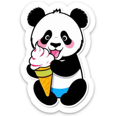 Panda eating ice cream sticker