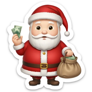 Um emoji de um  papai noel segurando um saco de dinheiro sticker