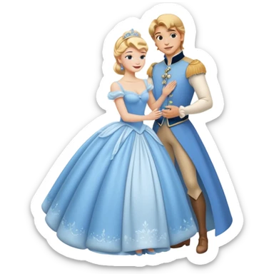 Fairy tale Cinderella, the prince embraces Cinderella sticker