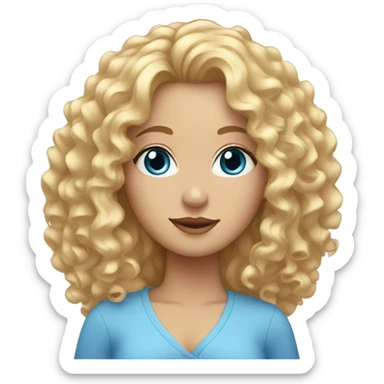 Cute woman with curly blonde hair and blue eyes sticker