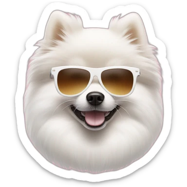White pomeranian with sunglasses sticker
