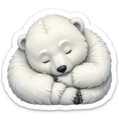 baby polar bear curled up asleep sticker
