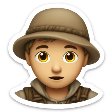 Sad European peasant child sticker