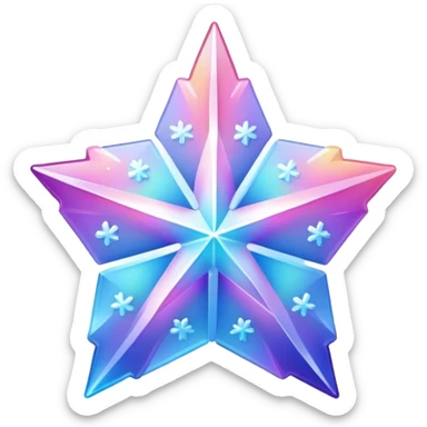 Gradient iridescent Pastel rainbow Pink violet blue crystal star snowflake  sticker