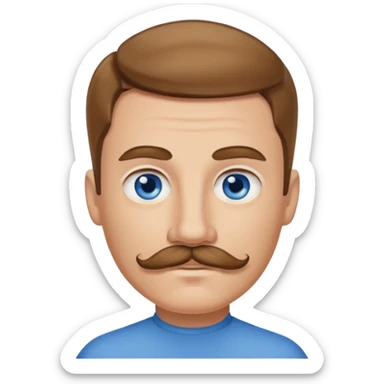 light brown haired blue eyed man with mustache  sticker