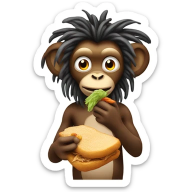 Monkey eating chicken with dreads sticker