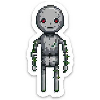 Henry Stickmin, pixel art style, stick figure with round head and thin limbs sticker