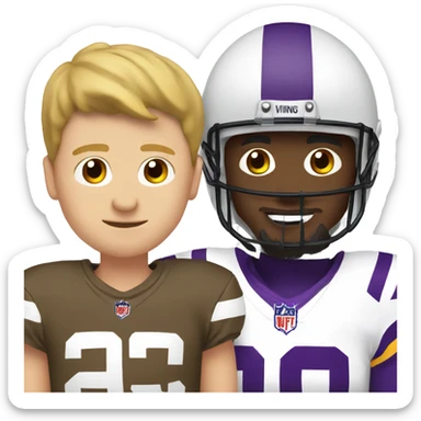 white dad and white son with minnesota viking helmets sticker