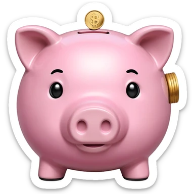 pink piggy bank with coin slot sticker
