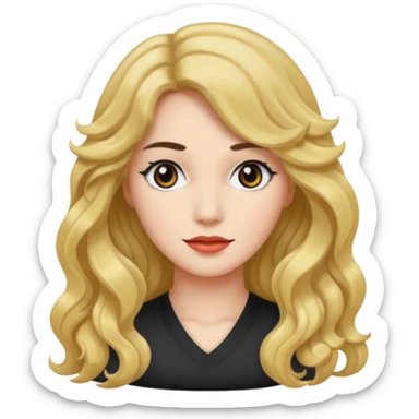 mid-hair long normal wavy hair with black eyes, and white skin sticker