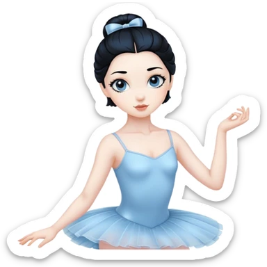 ballerina soft blue black hair sticker