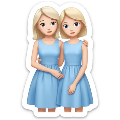 loving mother and daughter wearing matching pastel blue dresses sticker
