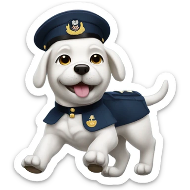 Dog marching in navy uniform  sticker