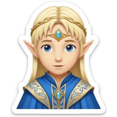 Cinematic Realistic WoW Elf Mage Portrait, depicted with Blonde hair and blue eyes sticker
