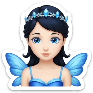 Flying blue fairy with black hair blue eyes sticker