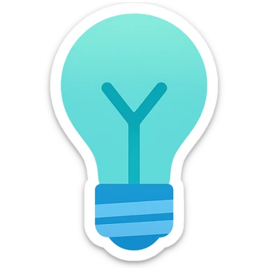 Light bulb icon,  flat emoji style, outline with blue and turquoise colors sticker