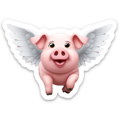 Pig with wings flying sticker