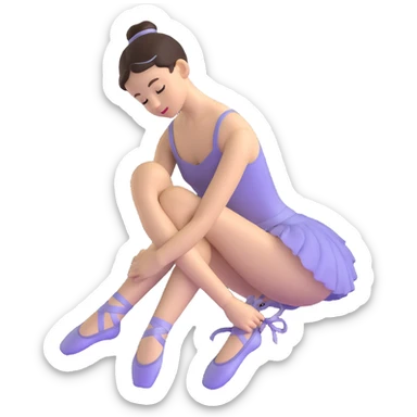ballet dancer tying shoes, delicate and focused sticker