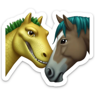 guy horse head hugging cocodrile guy sticker