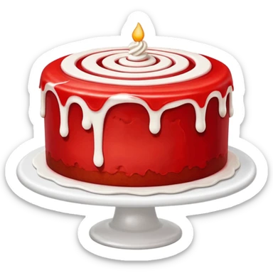 a red cake with a lot of red sauce sticker