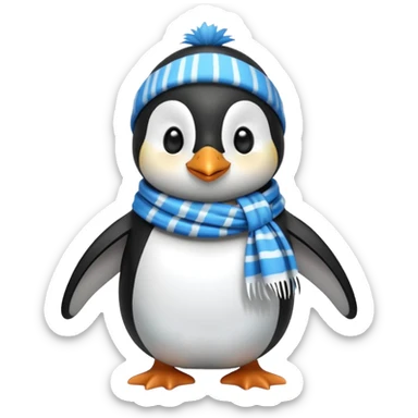 penguin with blue scarf  sticker