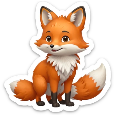 A cute fox emoji, full body, standing in side view. sticker