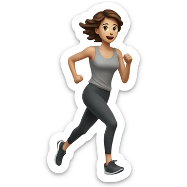 Pretty woman with short brown hair, running sticker