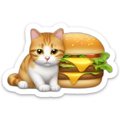 Un chat avec un hamburger sticker