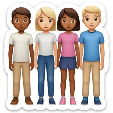 Seven boys and three girls standing together as a group sticker