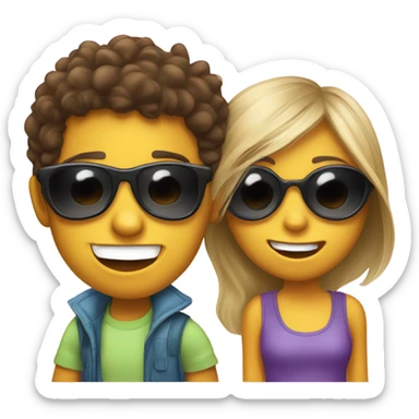 funny girl wnd boy with sunglasses sticker