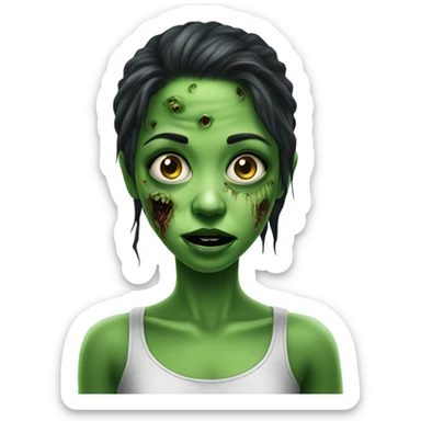 realistic portrait of girl put the same image but with the theme green zombie sticker