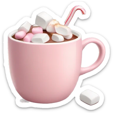 Light Pink mug of hot chocolate with marshmallows  sticker