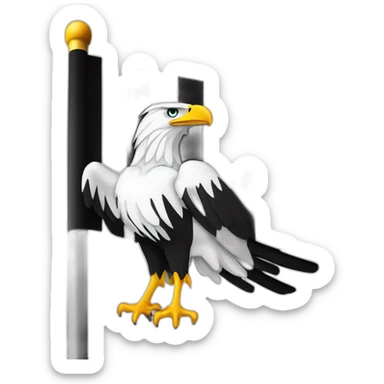 flag of prussia in black and white with an eagle in the middle sticker