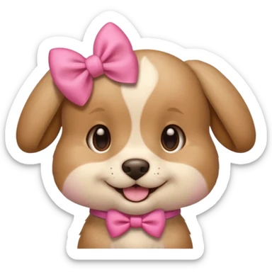 This puppy 🐶 with a pink bow, please in apple ios emoji stylem, just a head without body sticker