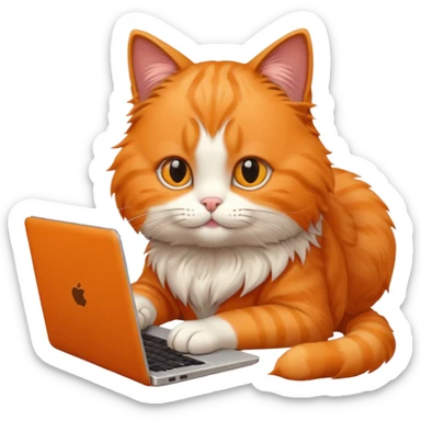busy cat typing on laptop sticker
