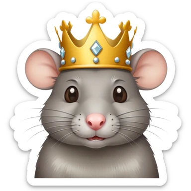 A rat with a crown sticker