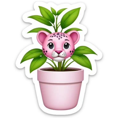 white pot small plant pink panther sticker
