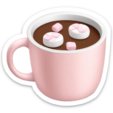Light Pink mug of hot chocolate with marshmallows  sticker