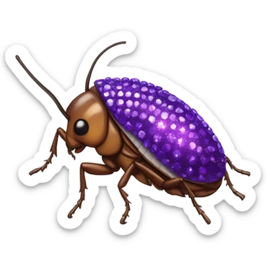 Purple bedazzled cockroach sticker