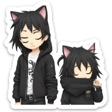 edgy vkei punk cute neko anime boy simplistic sticker