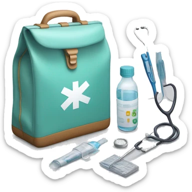 Medical diagnostic bag with instruments inside sticker