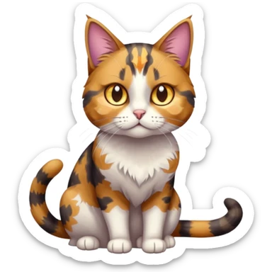 full body anxious looking colourful light patched calico tabby cat with hazel eyes sticker