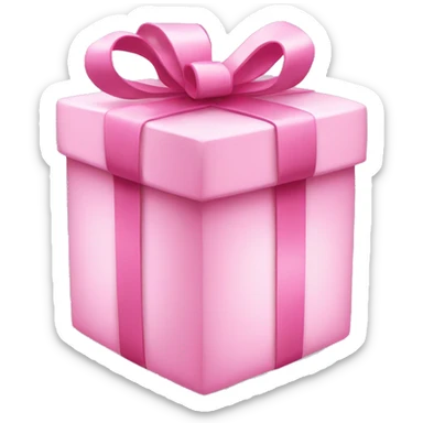 a pink present with a white bow sticker