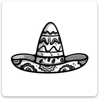 colorful mexican sombrero with decorative patterns sticker