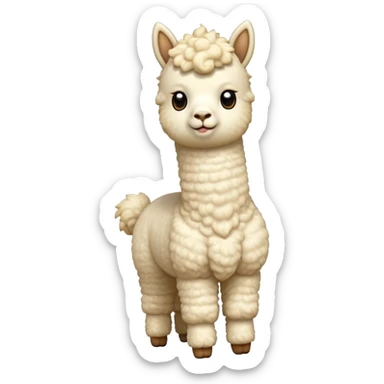 cinematic-[cream alpaca]-realistic-full-body-standing-emoji,-tail-flicking-lazily,-head-tilted-dramatically,-curly-[cream]-fur,-simplified-yet-realistic-focused-features,-highly-detailed,-glowing-with-an-almost-sarcastic-glow sticker